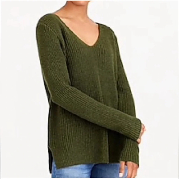 J. Crew Mercantile Green Cotton V Neck, size Small - Picture 2 of 12